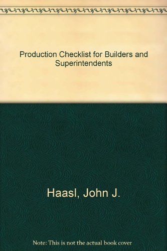 Stock image for Production Checklist for Builders and Superintendents for sale by HPB Inc.