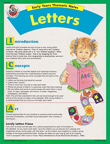 Stock image for Letters; Early Years Thematic Notes for sale by Bank of Books