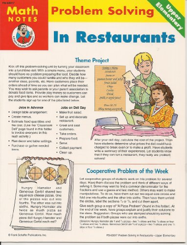 Stock image for Problem Solving in Restaurants, Math Notes, Upper Elementary for sale by Alf Books