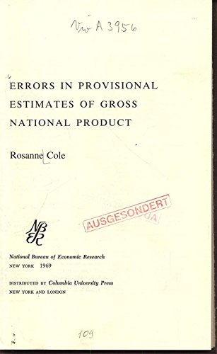 9780870142079: Errors in provisional estimates of gross national product (Studies in business cycles)