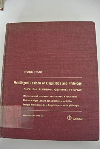 Beispielbild fr Multilingual Lexicon of Linguistics and Philology : English, Russian, German, French zum Verkauf von Better World Books
