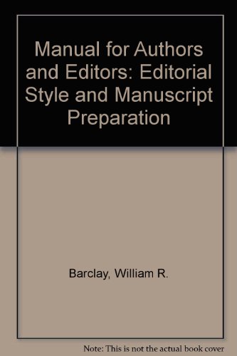 Imagen de archivo de Manual for Authors & Editors: Editorial Style & Manuscript Preparation a la venta por PsychoBabel & Skoob Books