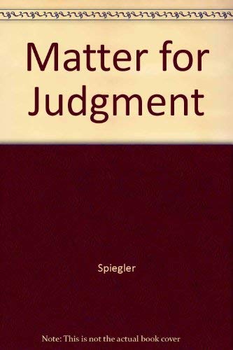 Stock image for Matter for Judgment for sale by HPB-Red