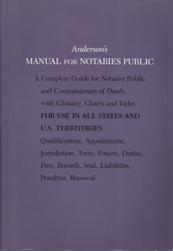 Beispielbild fr Anderson's Manual for Notaries Public zum Verkauf von ThriftBooks-Dallas