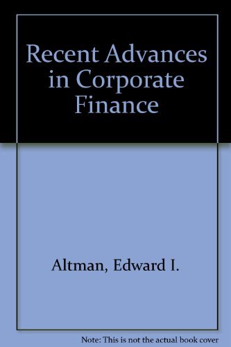 9780870945601: Recent Advances in Corporate Finance