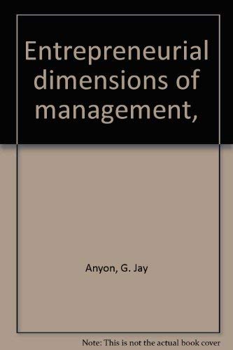 Stock image for Entrepreneurial dimensions of management, for sale by Zubal-Books, Since 1961