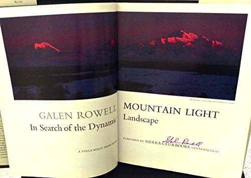 Stock image for Mountain Light: In Search of the Dynamic Landscape for sale by HPB-Red