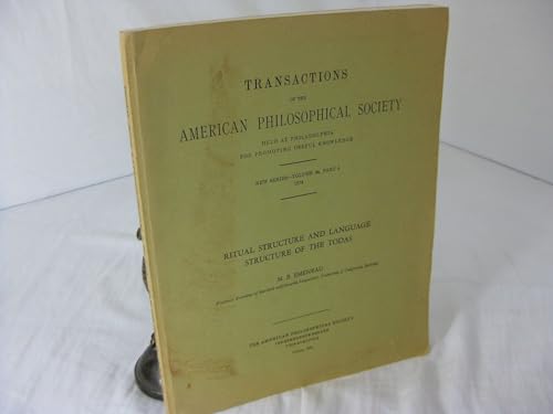 Ritual Structure and Language Structure of the Todas (Transactions of the American Philosophical ...