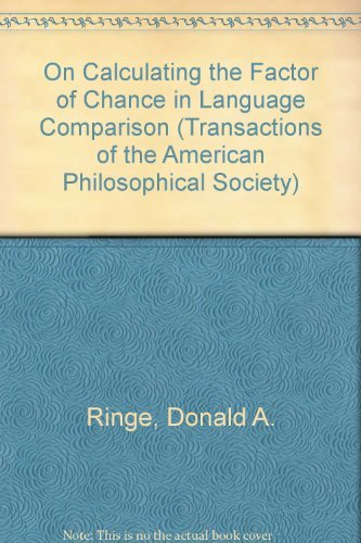 9780871698216: On Calculating the Factor of Chance in Language Comparison: Transactions, American Philosophical Society (vol. 82, part 1) (Transactions of the American Philosophical Society)
