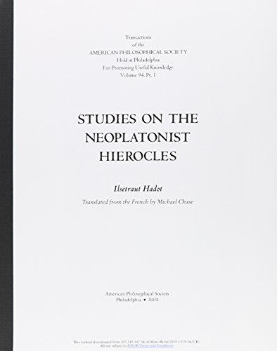 Stock image for Studies On The Neoplatonist Hierocles (Transactions of the American Philosophical Society) for sale by Ergodebooks