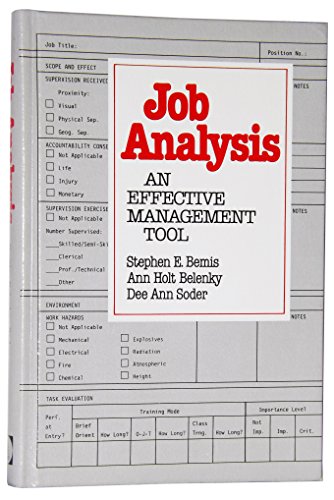 Imagen de archivo de Job Analysis : An Effective Management Tool a la venta por Better World Books