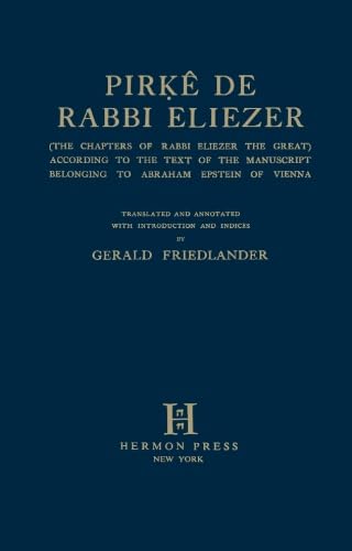 Stock image for Pirk? de Rabbi Eliezer for sale by Front Cover Books