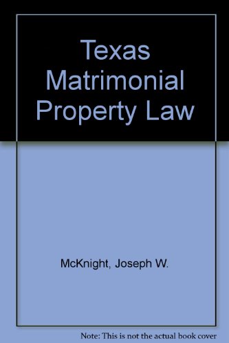 Imagen de archivo de Texas Matrimonial Property Law a la venta por HPB-Red