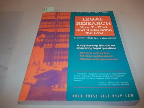 Stock image for Legal Research: How to Find and Understand the Law for sale by BookHolders