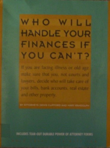 Imagen de archivo de Who Will Handle Your Finances If You Can't? : First National Edition a la venta por Better World Books