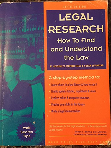 Imagen de archivo de Legal Research: How to Find and Understand the Law (5th ed) a la venta por Goodwill Books