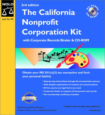Imagen de archivo de The California Nonprofit Corporation Kit with CDROM Mancuso, Anthony a la venta por GridFreed