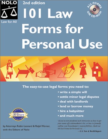 Imagen de archivo de 101 Law Forms for Personal Use a la venta por Better World Books: West