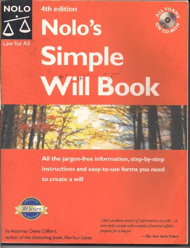 Stock image for Nolo's Simple Will Book (Fourth Edition) for sale by gearbooks