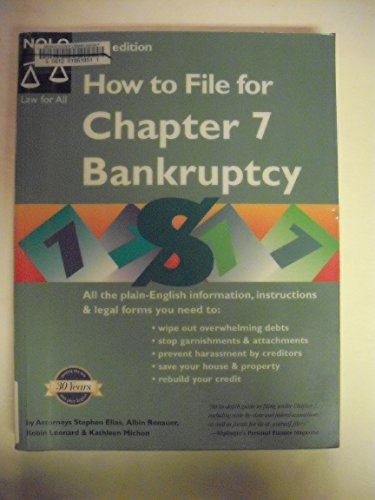 Stock image for HOW TO FILE FOR CHAPTER 7 BANKRUPTCY for sale by Neil Shillington: Bookdealer/Booksearch