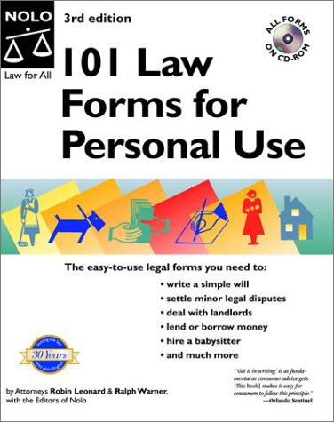 101 Law Forms for Personal Use, Third Edition (9780873378468) by Ralph E. Warner