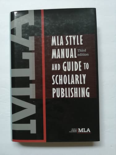 Beispielbild fr MLA Style Manual and Guide to Scholarly Publishing zum Verkauf von Better World Books