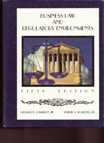 Beispielbild fr Business Law and Regulatory Environments zum Verkauf von Wonder Book