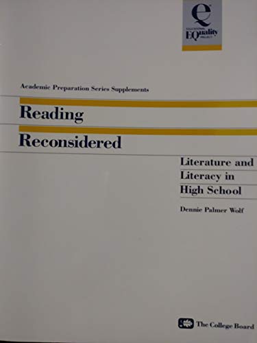 Beispielbild fr Reading Reconsidered : Literature and Literacy in High School zum Verkauf von Better World Books