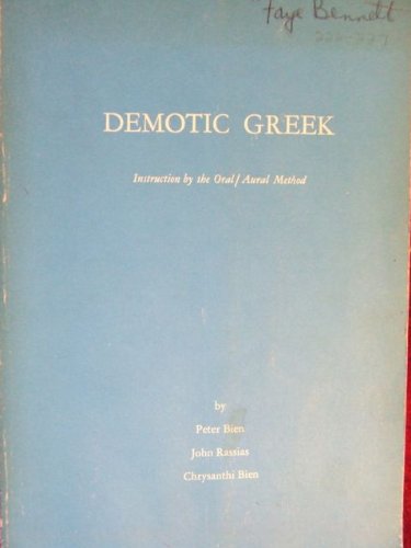 9780874510713: Demotic Greek: Pt. 1