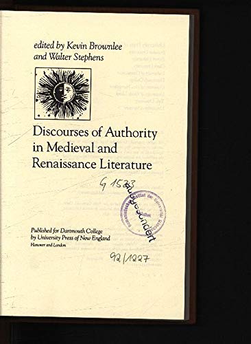 Stock image for Discourses of Authority in Medieval and Renaissance Literature (Signed) for sale by Berry Hill Book Shop