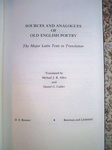 Stock image for SOURCES AND ANALOGUES OF OLD ENGLISH POETRY: The Major Latin Texts in Translation. for sale by Nelson & Nelson, Booksellers
