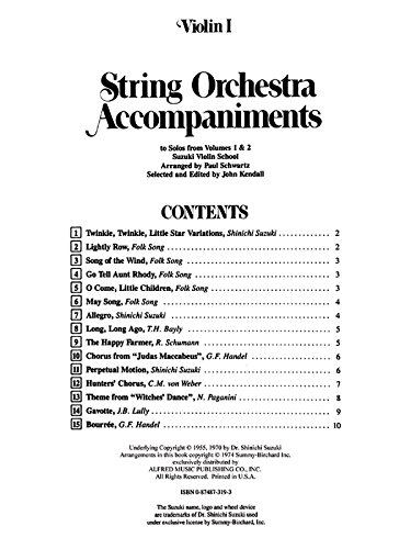 9780874873191: String Orchestra Accompaniments to Solos from Volumes 1 & 2: Violin 1