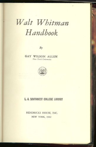 Beispielbild fr Walt Whitman Handbook zum Verkauf von Better World Books