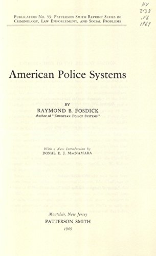 Stock image for American Police Systems for sale by Better World Books