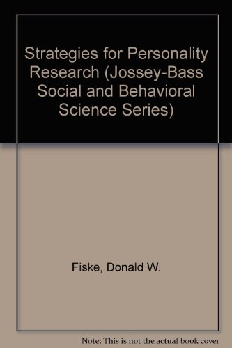 9780875893730: Strategies for Personality Research (Jossey-Bass Social and Behavioral Science Series)