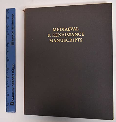 Beispielbild fr Mediaeval and Renaissance Manuscripts zum Verkauf von Better World Books