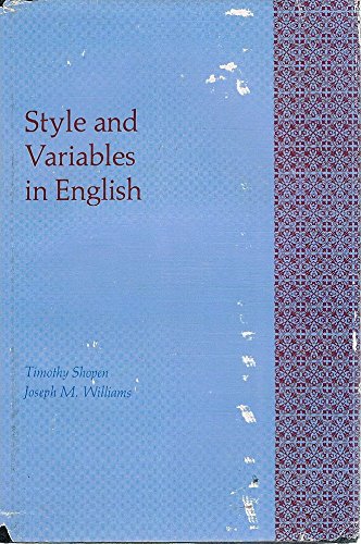 Beispielbild fr Style and Variables in English zum Verkauf von Better World Books