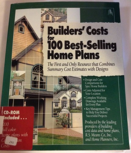 Imagen de archivo de Builders' Cost for 100 Best-Selling Home Plans: The First and Only Resource That Combines Summary Cost Estimates With Designs a la venta por TranceWorks