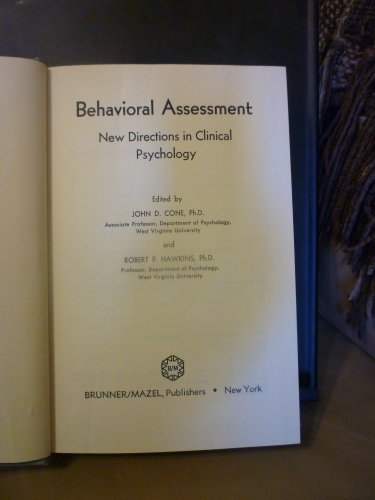 9780876301470: Behavioral Assessment. New Directions in Clinical Psychology.
