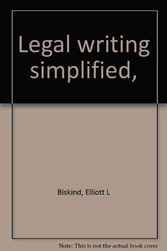 Imagen de archivo de Legal writing simplified, a la venta por HPB-Red