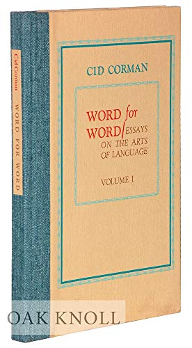 9780876852774: Word for Word: Essays on the Art of Language. Volume I.