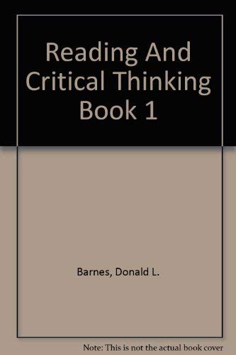 Stock image for Reading and Critical Thinking for sale by ThriftBooks-Atlanta
