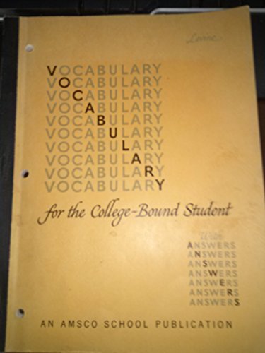 Imagen de archivo de VOCABULARY FOR THE COLLEGE BOUND STUDENT, WORKBOOK EDITION a la venta por ThriftBooks-Atlanta