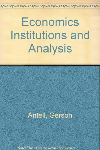 Imagen de archivo de Economics Institutions and Analysis a la venta por Better World Books