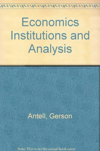 Stock image for Economics Institutions and Analysis for sale by Better World Books