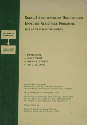 Beispielbild fr Cost-effectiveness of occupational employee assistance programs: Test of an evaluation method zum Verkauf von Modetz Errands-n-More, L.L.C.