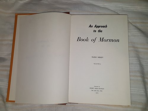 Beispielbild fr An Approach to the Book of Mormon zum Verkauf von The Book Garden