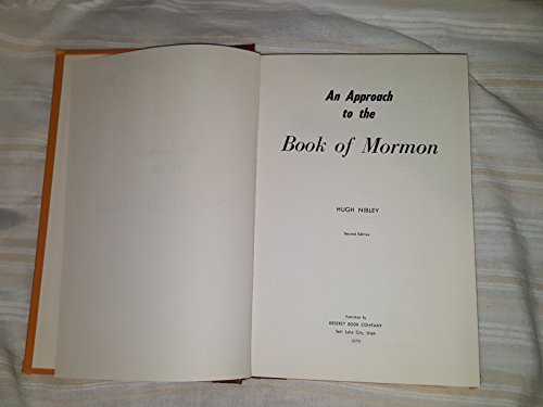 Stock image for An Approach to the Book of Mormon for sale by The Book Garden