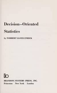 Stock image for DECISION-ORIENTED STATISTICS for sale by 100POCKETS