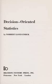 Stock image for Decision-oriented Statistics for sale by Redux Books